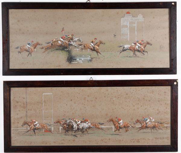 Eug�ne P�chaubes (1890-1967) Quarta corsa a Autvil � Corsa a Longchamps  - Asta Pittura del XIX-XX secolo - Associazione Nazionale - Case d'Asta italiane