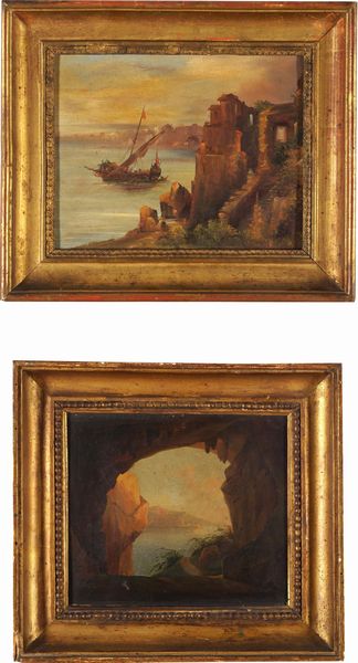 Due dipinti ad olio su tela con paesaggi  - Asta Pittura del XIX-XX secolo - Associazione Nazionale - Case d'Asta italiane