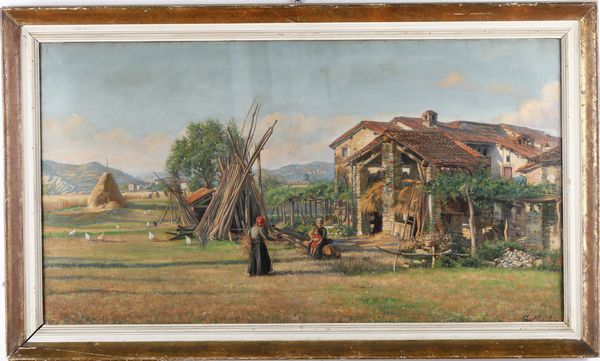 Carlo Leone Gallo : Paesaggio con figure  - Asta Pittura del XIX-XX secolo - Associazione Nazionale - Case d'Asta italiane