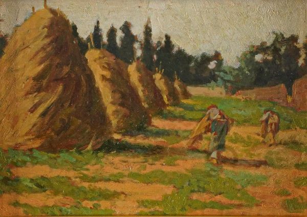 Ulisse Pichi : Mondine e covoni  - Asta Pittura del XIX-XX secolo - Associazione Nazionale - Case d'Asta italiane