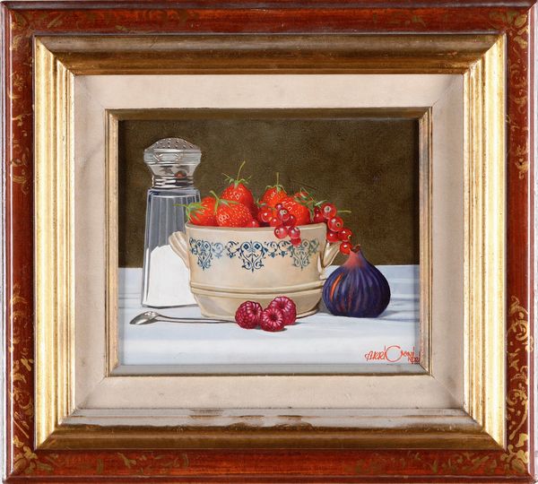 Arrigoni Neri (Parigi, 1937 � Cr�teil, 2014) Trompe-l�oeil di fragole, ribes, lamponi e fico  - Asta Pittura del XIX-XX secolo - Associazione Nazionale - Case d'Asta italiane