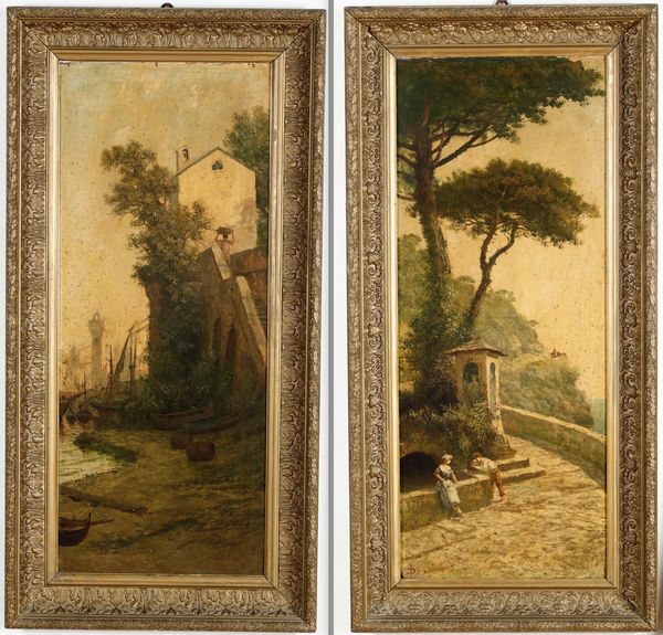 Giacinto Bo : Coppia di paesaggi  - Asta Pittura del XIX-XX secolo - Associazione Nazionale - Case d'Asta italiane