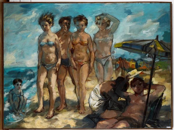 CLAUDIO BENITO TIOZZO : Bagnanti sul lido veneziano  - Asta Pittura del XIX-XX secolo - Associazione Nazionale - Case d'Asta italiane