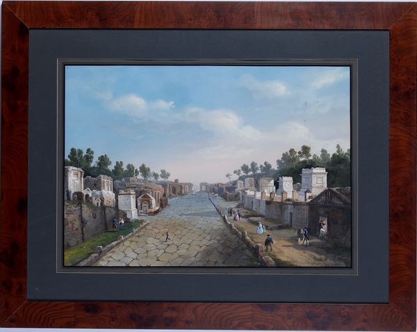 Pittore della seconda met� del XIX secolo Veduta di Pompei con figure  - Asta Pittura del XIX-XX secolo - Associazione Nazionale - Case d'Asta italiane