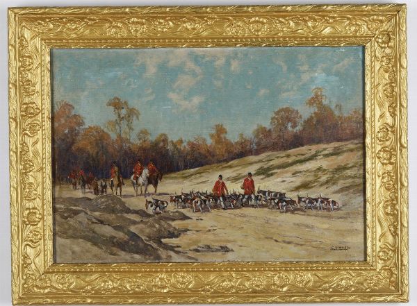 Charles Hallo : Scena di caccia alla volpe  - Asta Pittura del XIX-XX secolo - Associazione Nazionale - Case d'Asta italiane