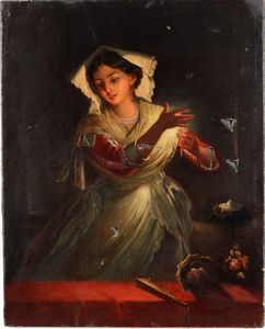 Angelo Inganni, Attribuito a - Figura femminile