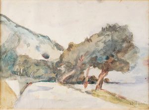 Arturo Tosi - Paesaggio con strada