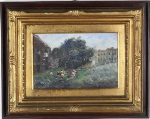 Francesco Di Marino : Due vedute con personaggi  - Asta Pittura del XIX-XX secolo - Associazione Nazionale - Case d'Asta italiane