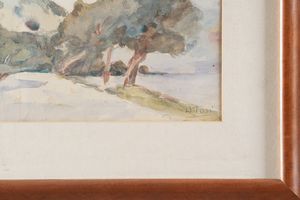 Arturo Tosi : Paesaggio con strada  - Asta Pittura del XIX-XX secolo - Associazione Nazionale - Case d'Asta italiane