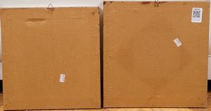 Lotto di due piccoli dipinti Paesaggio<BR>Figure in una strada  - Asta Pittura del XIX-XX secolo - Associazione Nazionale - Case d'Asta italiane