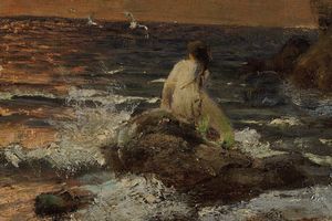 Beneš Benedikt Knüpfer : Paesaggio con sirena  - Asta Pittura del XIX-XX secolo - Associazione Nazionale - Case d'Asta italiane