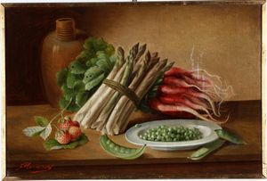 Francesco Malacrea - Natura morta con asparagi