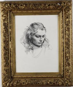 Pietro Annigoni : Volto femminile  - Asta Pittura del XIX-XX secolo - Associazione Nazionale - Case d'Asta italiane