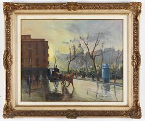 Attilio Simonetti - Paesaggio con carrozza