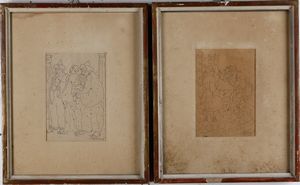 Franco Rognoni - Coppia di disegni su carta per le illustrazioni della serie Romanzi di Voltaire