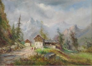 F. Mancini Paesaggio montano  - Asta Pittura del XIX-XX secolo - Associazione Nazionale - Case d'Asta italiane