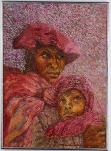 Scuola sudamericana XX secolo Mamma con bambina  - Asta Pittura del XIX-XX secolo - Associazione Nazionale - Case d'Asta italiane