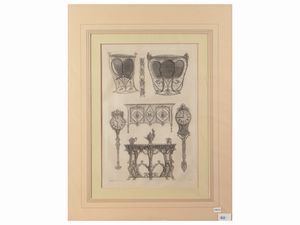 GIOVANNI BATTISTA PIRANESI - Disegni di mobili e orologi