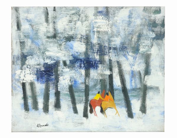 GIANRODOLFO D'ACCARDI : Cavallini nel bosco invernale  - Asta Arte Moderna, Contemporanea e Dipinti del XIX Secolo - Associazione Nazionale - Case d'Asta italiane