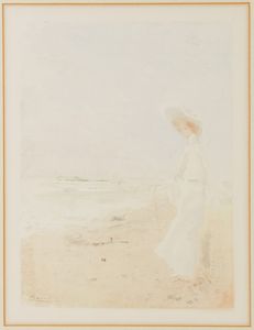 Pompeo Mariani - Figura femminile su sfondo marino