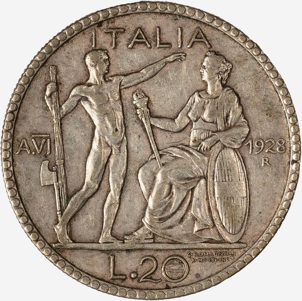 Regno d'Italia, VITTORIO EMANUELE III, 1900-1946 : 20 Lire Littore Anno VI  - Asta Numismatica - Associazione Nazionale - Case d'Asta italiane
