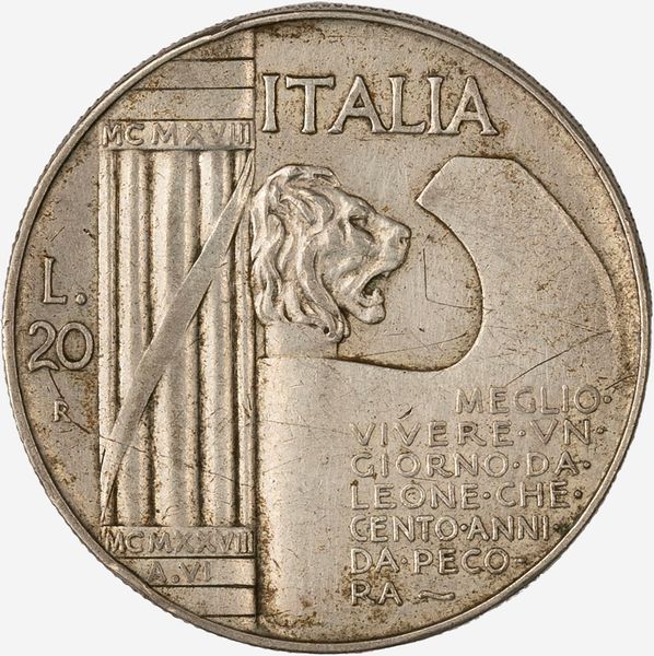 Regno d'Italia, VITTORIO EMANUELE III, 1900-1946 : 20 Lire Elmetto  - Asta Numismatica - Associazione Nazionale - Case d'Asta italiane