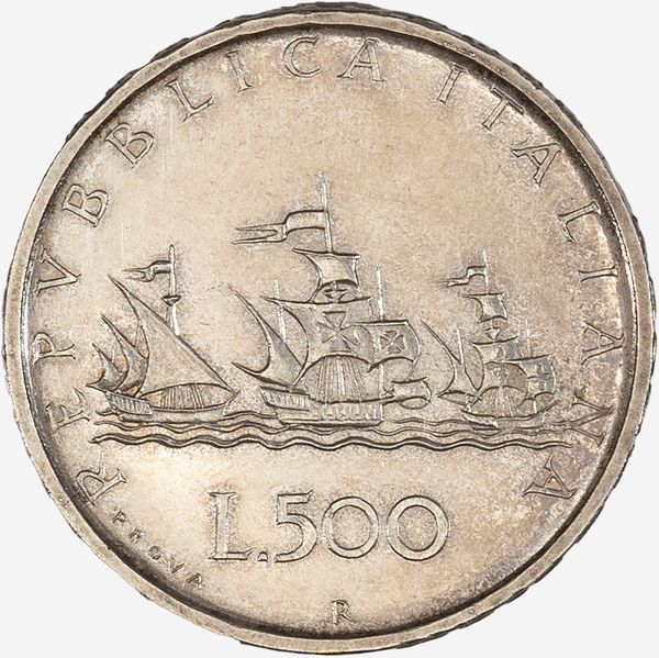 Repubblica Italiana : 500 Lire Caravelle Bandiere Rovesciate  - Asta Numismatica - Associazione Nazionale - Case d'Asta italiane