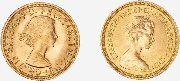Gran Bretagna, ELIZABETH II (1952-2022) : LOTTO COMPOSTO DA: Sovereign 1962 e Sovereign 1974  - Asta Numismatica - Associazione Nazionale - Case d'Asta italiane