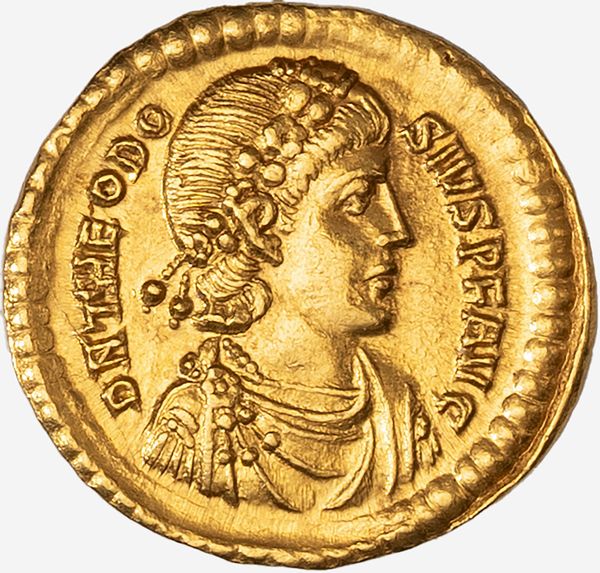 Impero Romano, TEODOSIO I, 379-395 d.C. : SOLIDO databile al 378-383 d.C.  - Asta Numismatica - Associazione Nazionale - Case d'Asta italiane