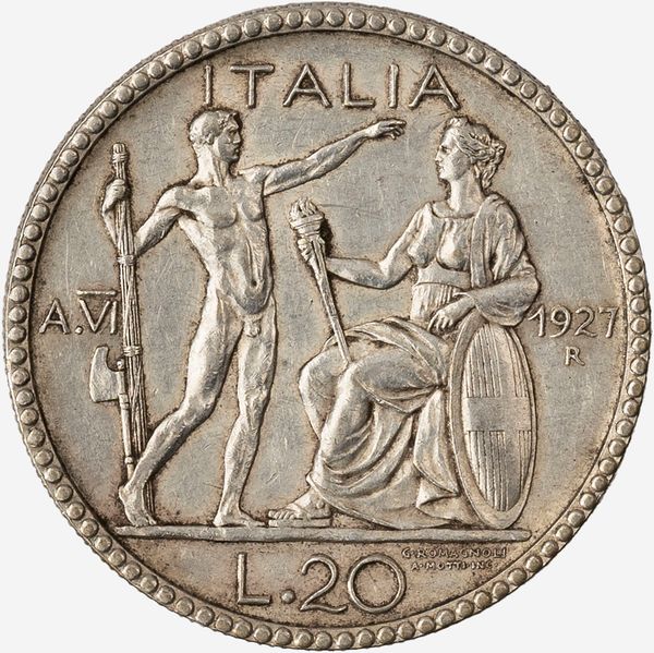 Regno d'Italia, VITTORIO EMANUELE III, 1900-1946 : 20 Lire Littore Anno VI  - Asta Numismatica - Associazione Nazionale - Case d'Asta italiane