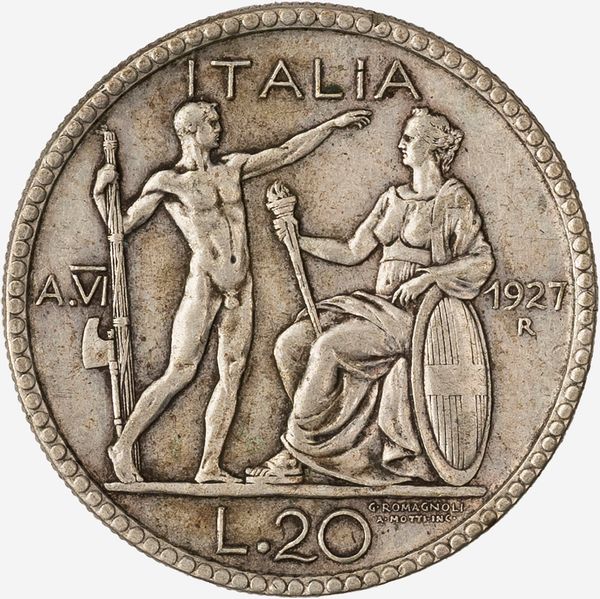 Regno d'Italia, VITTORIO EMANUELE III, 1900-1946 : 20 Lire Littore Anno VI  - Asta Numismatica - Associazione Nazionale - Case d'Asta italiane