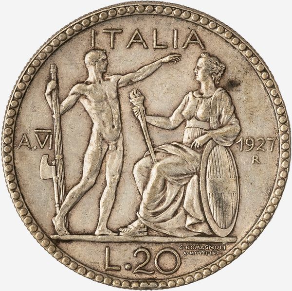 Regno d'Italia, VITTORIO EMANUELE III, 1900-1946 : 20 Lire Littore Anno VI  - Asta Numismatica - Associazione Nazionale - Case d'Asta italiane
