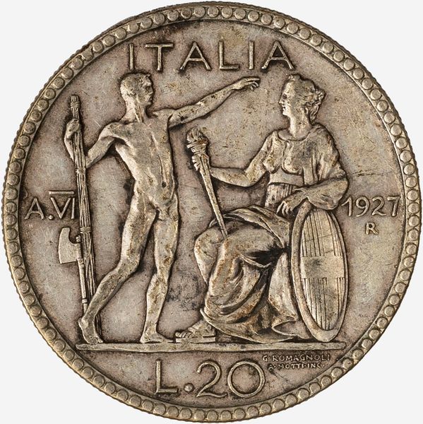 Regno d'Italia, VITTORIO EMANUELE III, 1900-1946 : 20 Lire Littore Anno VI  - Asta Numismatica - Associazione Nazionale - Case d'Asta italiane