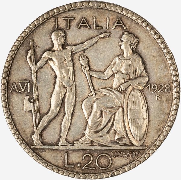 Regno d'Italia, VITTORIO EMANUELE III, 1900-1946 : 20 Lire Littore Anno VI  - Asta Numismatica - Associazione Nazionale - Case d'Asta italiane