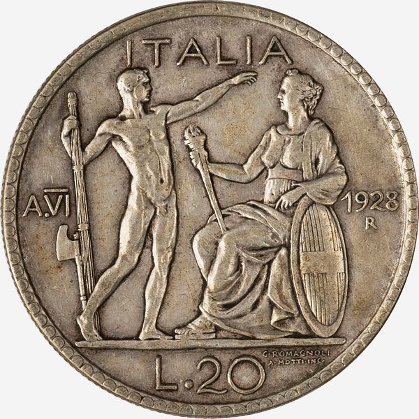 Regno d'Italia, VITTORIO EMANUELE III, 1900-1946 : 20 Lire Littore Anno VI  - Asta Numismatica - Associazione Nazionale - Case d'Asta italiane