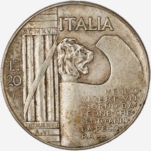Regno d'Italia, VITTORIO EMANUELE III, 1900-1946 : 20 Lire Elmetto  - Asta Numismatica - Associazione Nazionale - Case d'Asta italiane