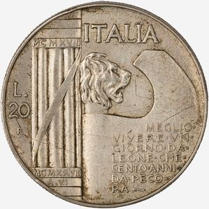 Regno d'Italia, VITTORIO EMANUELE III, 1900-1946 : 20 Lire Elmetto  - Asta Numismatica - Associazione Nazionale - Case d'Asta italiane