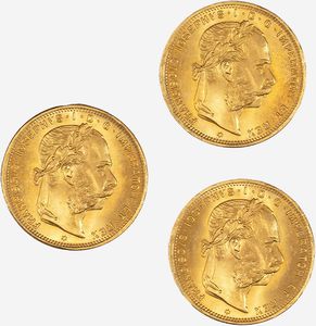 Austria, FRANZ JOSEPH I, 1848-1916 - LOTTO COMPOSTO DA TRE ESEMPLARI DI: 8 Fiorini