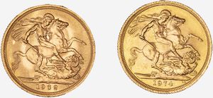 Gran Bretagna, ELIZABETH II (1952-2022) : LOTTO COMPOSTO DA: Sovereign 1962 e Sovereign 1974  - Asta Numismatica - Associazione Nazionale - Case d'Asta italiane