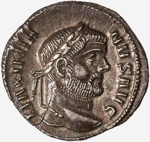 Impero Romano, MASSIMIANO ERCOLE, 286-310 d.C - Argenteo databile al 294 d.C.