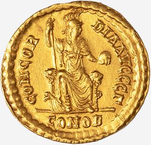Impero Romano, TEODOSIO I, 379-395 d.C. : SOLIDO databile al 378-383 d.C.  - Asta Numismatica - Associazione Nazionale - Case d'Asta italiane