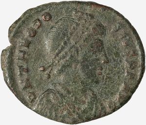 Impero Romano, TEODOSIO I, 379-395 d.C. - Maiorina ridotta databile al 383-388 d.C.