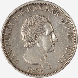Regno di Sardegna, CARLO FELICE, 1821-1831 - 5 Lire