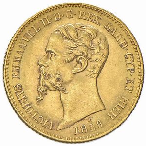 Regno di Sardegna, VITTORIO EMANUELE II, 1849-1861 : 20 lire  - Asta Numismatica - Associazione Nazionale - Case d'Asta italiane
