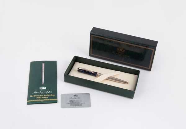 Montegrappa Personal Serie Mini- Penna a sfera in argento 925/000 e vernice blu  - Asta Penne e Accessori da Scrivania - Associazione Nazionale - Case d'Asta italiane