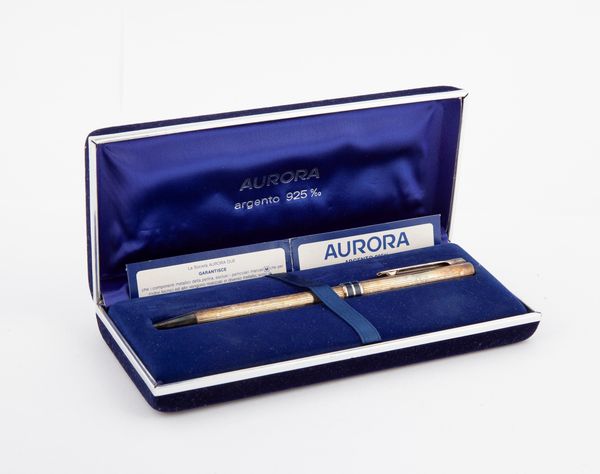 Aurora Marco Polo - Penna a sfera in argento 925/000 e smalto blu  - Asta Penne e Accessori da Scrivania - Associazione Nazionale - Case d'Asta italiane