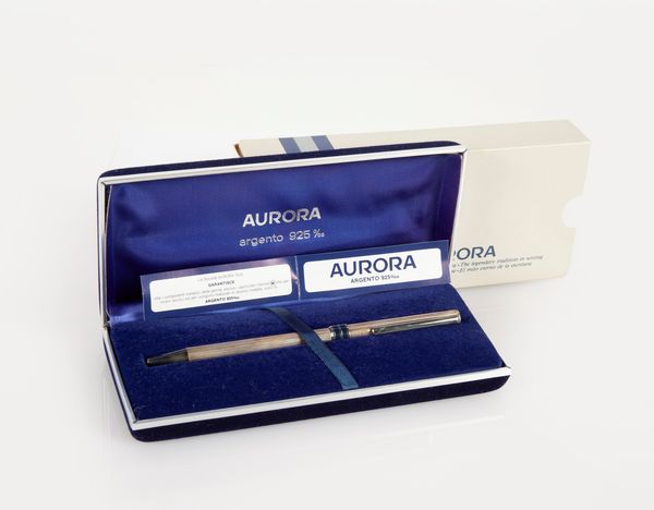 Aurora Marco Polo - Penna a sfera in argento 925/000 e smalto  - Asta Penne e Accessori da Scrivania - Associazione Nazionale - Case d'Asta italiane