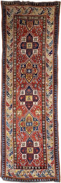 Guida Heriz fondo rosso, Persia, vecchia manifattura  - Asta Asta a Tempo - Tappeti Antichi e Rari - Associazione Nazionale - Case d'Asta italiane