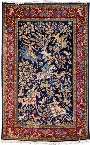 Tappeto persiano Qum fondo blu  - Asta Asta a Tempo - Tappeti Antichi e Rari - Associazione Nazionale - Case d'Asta italiane