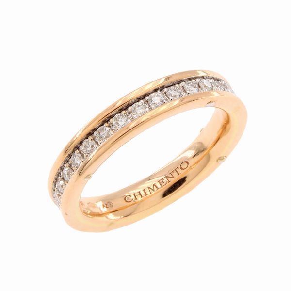 Chimento anello fede in oro giallo 18kt e diamanti  - Asta Gioielli Orologi Fashion Vintage I Web Only - Associazione Nazionale - Case d'Asta italiane
